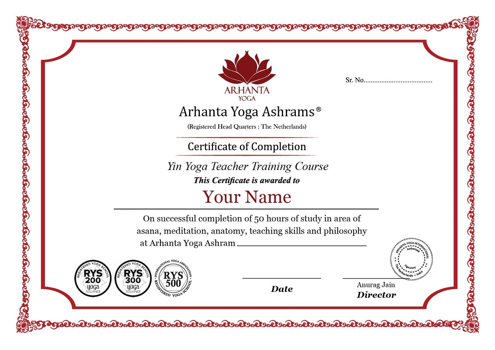 50 Hour Yin Yoga Teacher Training Certificate