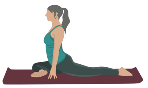 A female yoga practitioner finds her final expression in Pigeon Pose