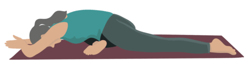 A woman practices Sleeping One-Legged Pigeon Pose Variation (Supta Eka Pada Kapotasana) - 1