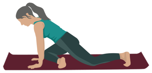 A female yoga practitioner lowers gently into one Pigeon Pose