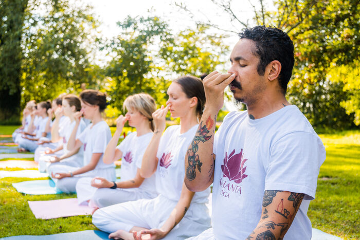 Outdoor pranayama class Outdoor pranayama class
