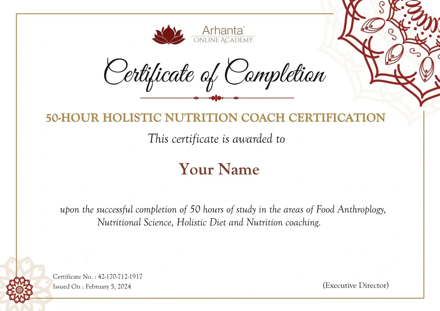 Holistic Nutrition Coach Certificate