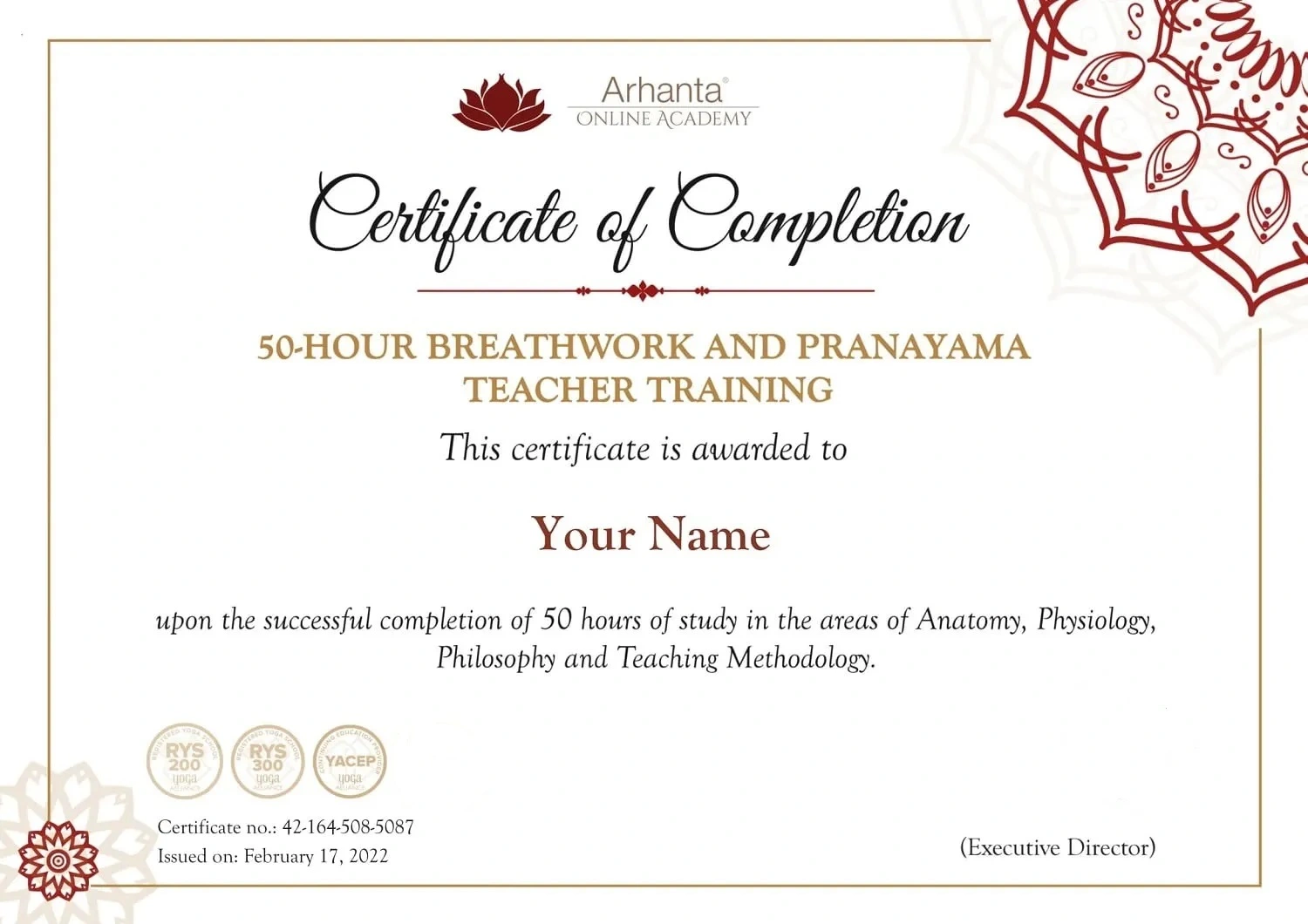 Pranayama and Breathwork Teacher Training Certificate