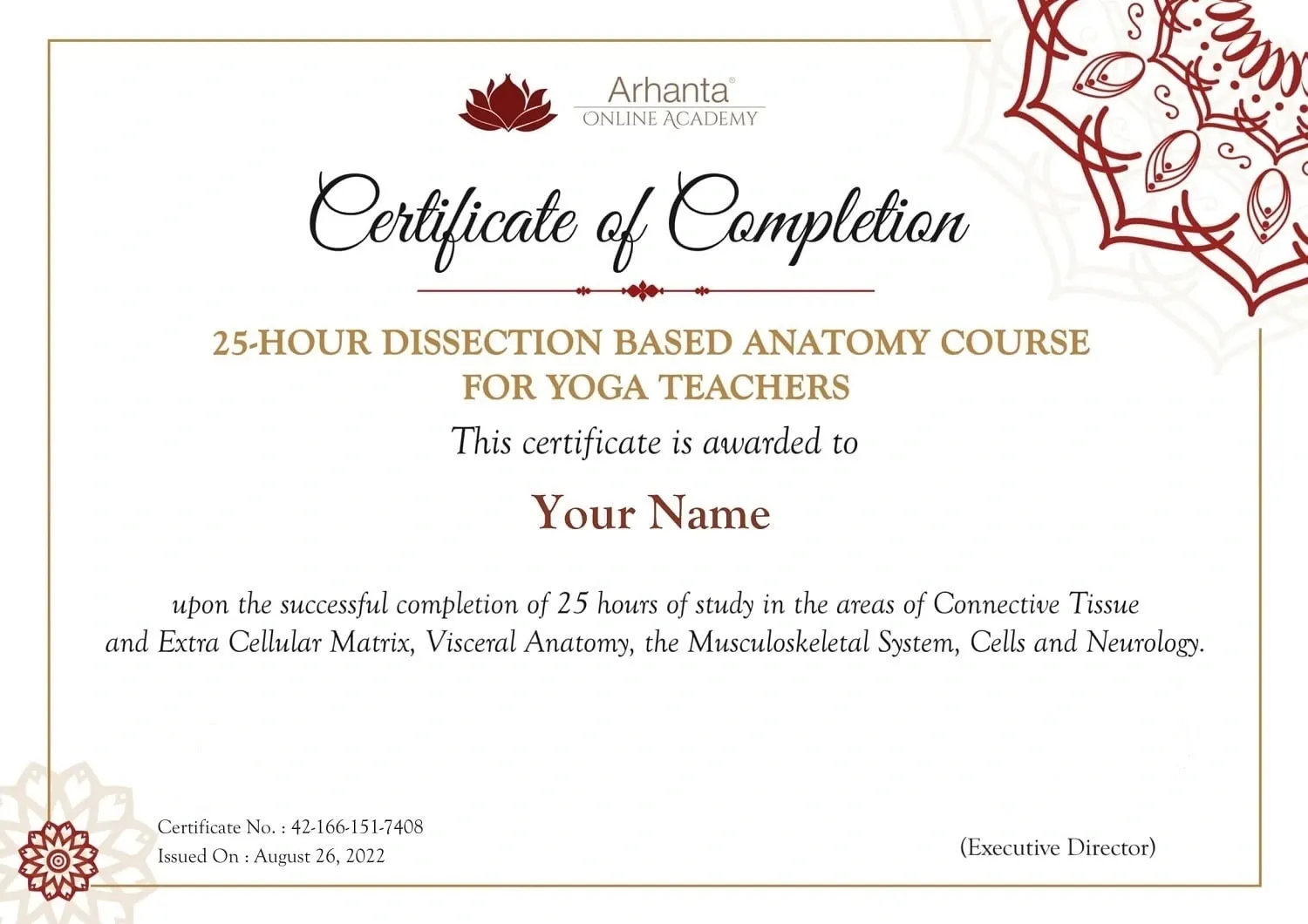 25 Hour Dissection Based Anatomy Course Certification
